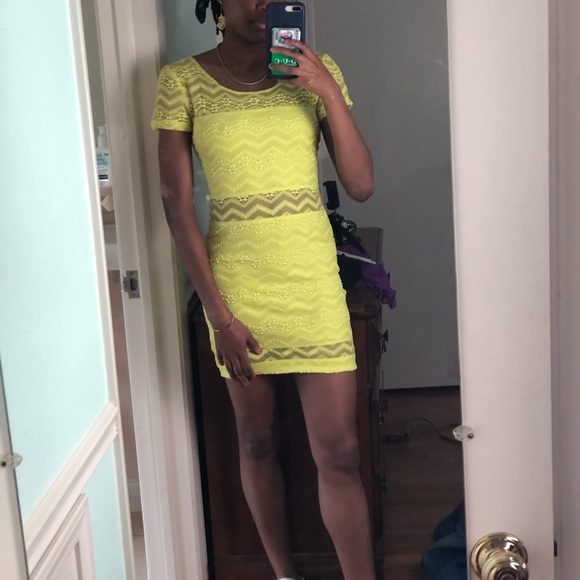 Free People Neon Yellow Lace Dress - Picture 5 of 8